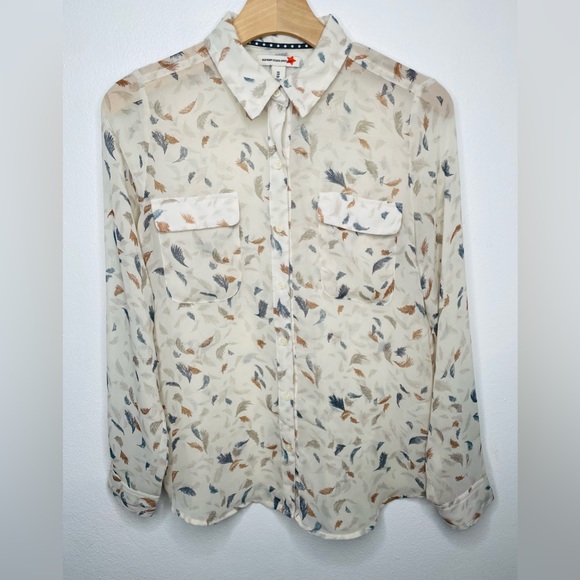 Old Navy Tops - Old Navy Studio Spot Women’s Sheer Button Down Long Sleeve Blouse